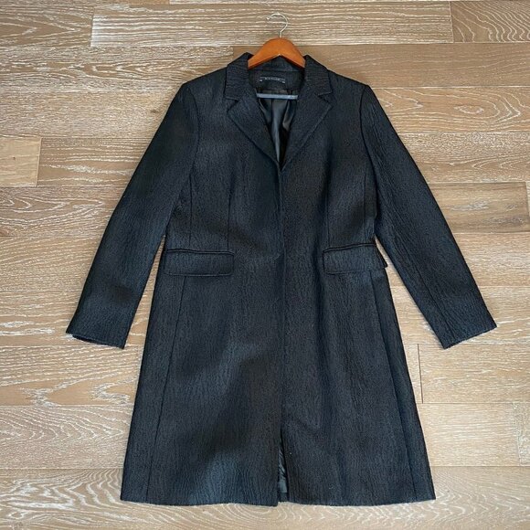 Elie Tahari Wool Blend Trench CoatBlackL